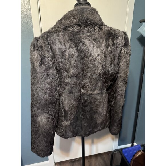 Vintage Split End Limited Ladies Black Rabbit Fur Jacket Coat Made In Hong Kong - Picture 4 of 7